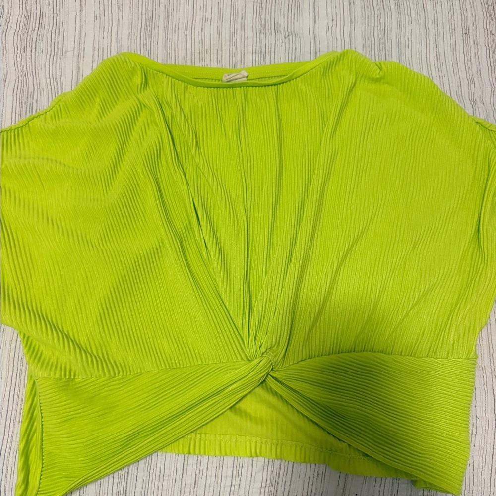 Zara Neon Lime Twist-Front Ribbed Camisole